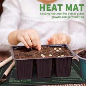 person placing seeds to grow on heatmap